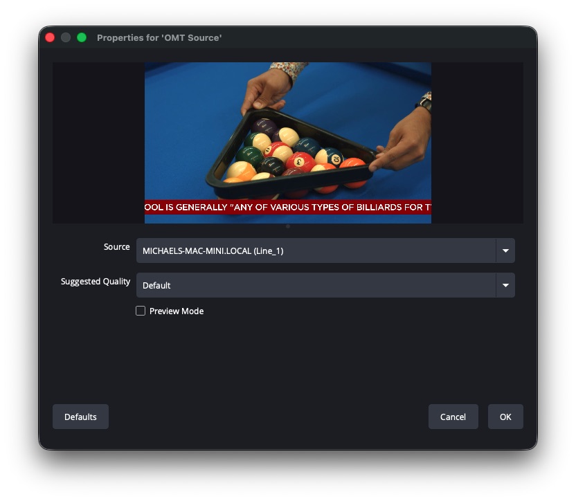 Selecting the JustMiniServer OMT source