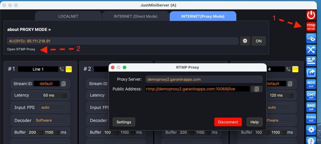 RTMP Proxy: open from RTMP Server or from INTERNET (Proxy Mode)