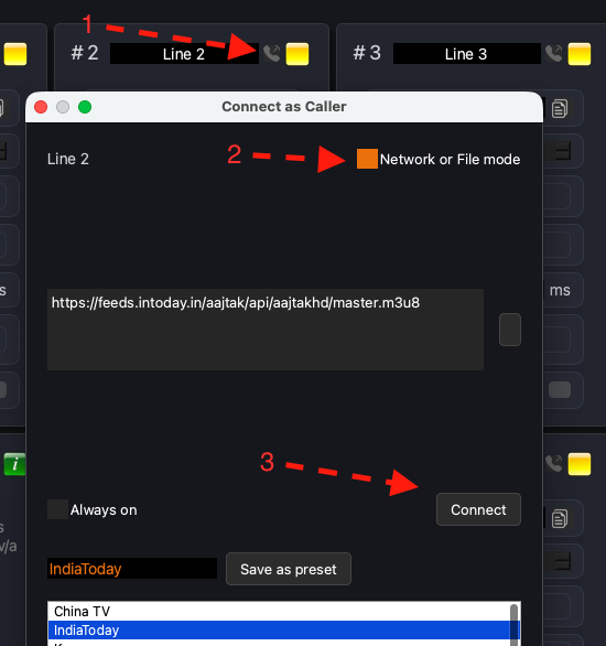 HLS / RTMP Call: Network or File mode in Connect as Caller