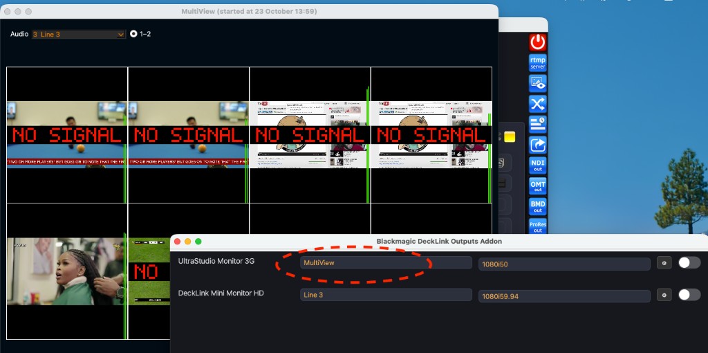 MultiView Line selected as a source in BMD Out