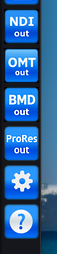 Outputs as independent addons on the toolbar: NDI, OMT, BMD, ProRes